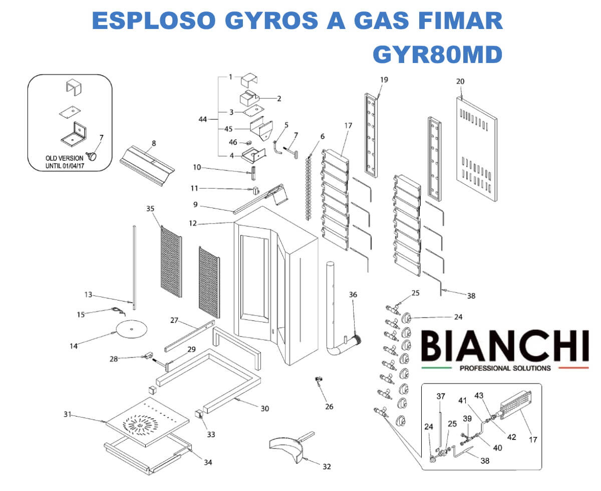 Esploso ricambi per gyros kebab a gas doppio <a class=